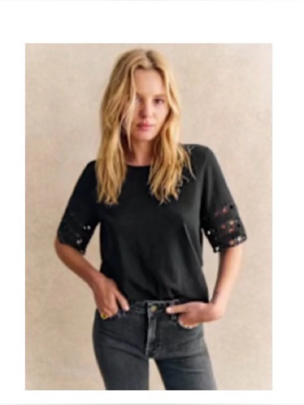 Sezane Hortense T-shirt Black - Size XL - Picture 1 of 4